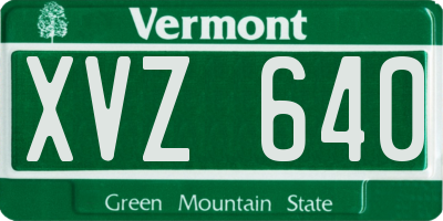 VT license plate XVZ640
