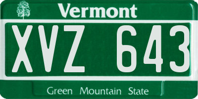 VT license plate XVZ643