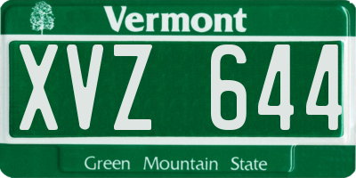 VT license plate XVZ644