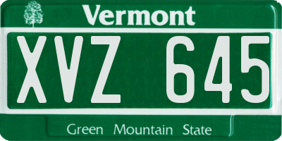 VT license plate XVZ645