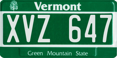 VT license plate XVZ647