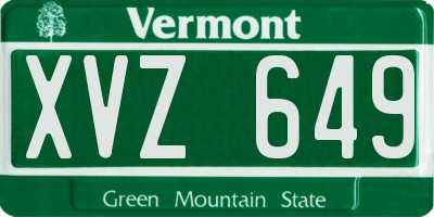 VT license plate XVZ649