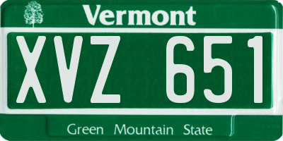 VT license plate XVZ651