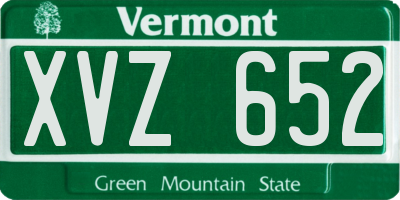 VT license plate XVZ652