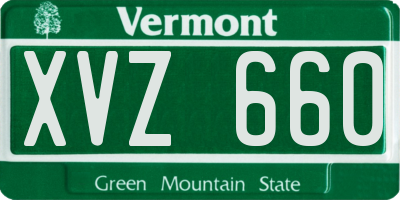 VT license plate XVZ660