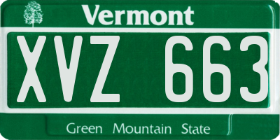 VT license plate XVZ663