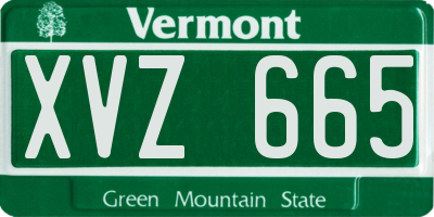 VT license plate XVZ665