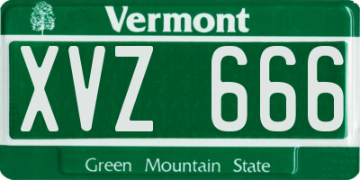 VT license plate XVZ666