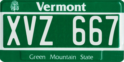 VT license plate XVZ667