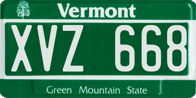 VT license plate XVZ668