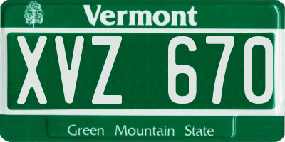 VT license plate XVZ670