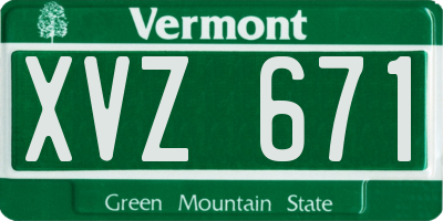VT license plate XVZ671