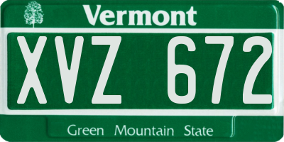 VT license plate XVZ672