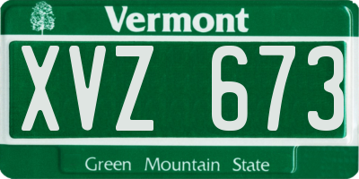 VT license plate XVZ673