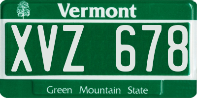 VT license plate XVZ678