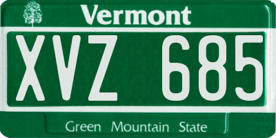 VT license plate XVZ685