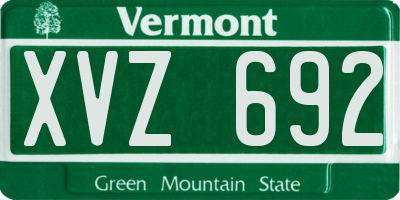 VT license plate XVZ692