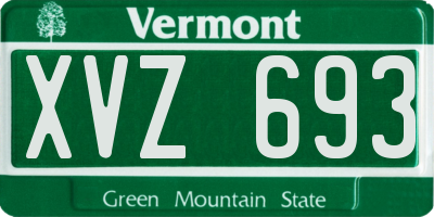 VT license plate XVZ693