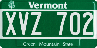 VT license plate XVZ702