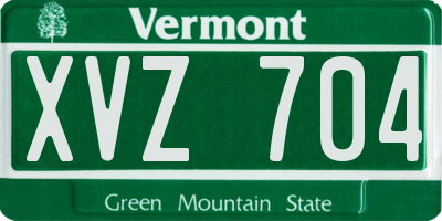 VT license plate XVZ704
