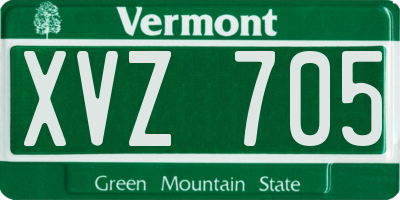 VT license plate XVZ705
