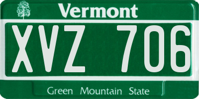VT license plate XVZ706