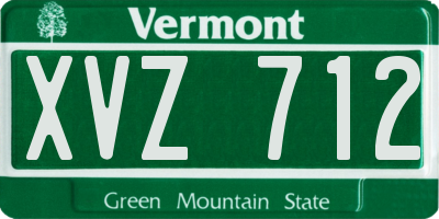 VT license plate XVZ712