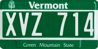 VT license plate XVZ714
