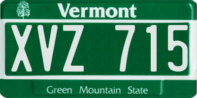 VT license plate XVZ715