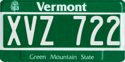 VT license plate XVZ722