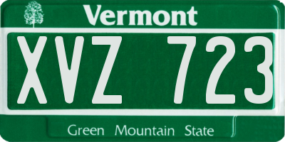 VT license plate XVZ723