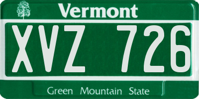 VT license plate XVZ726