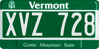 VT license plate XVZ728