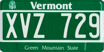 VT license plate XVZ729