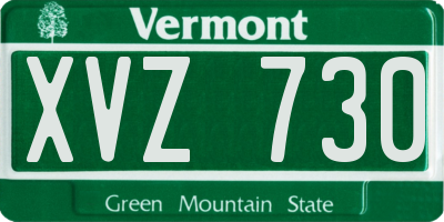 VT license plate XVZ730
