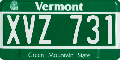 VT license plate XVZ731