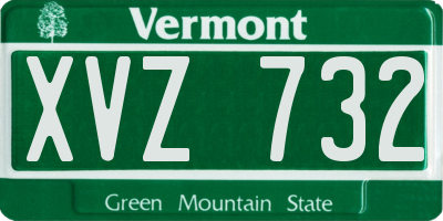 VT license plate XVZ732