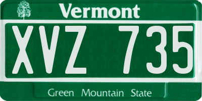 VT license plate XVZ735