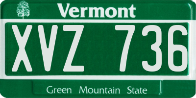 VT license plate XVZ736