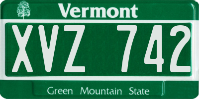 VT license plate XVZ742