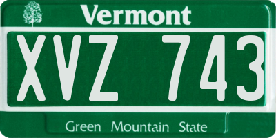 VT license plate XVZ743
