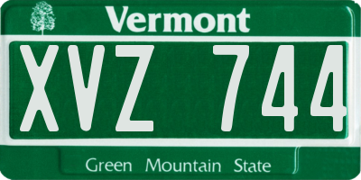 VT license plate XVZ744