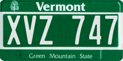 VT license plate XVZ747
