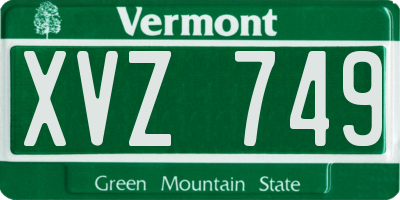 VT license plate XVZ749