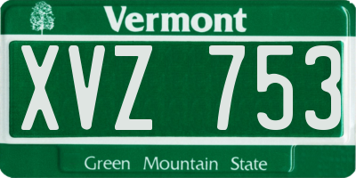 VT license plate XVZ753