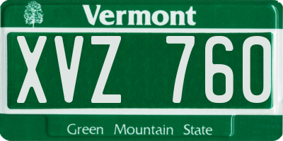 VT license plate XVZ760