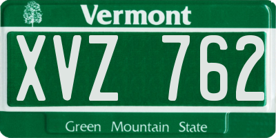VT license plate XVZ762