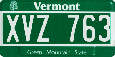 VT license plate XVZ763