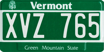 VT license plate XVZ765