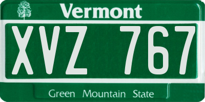 VT license plate XVZ767